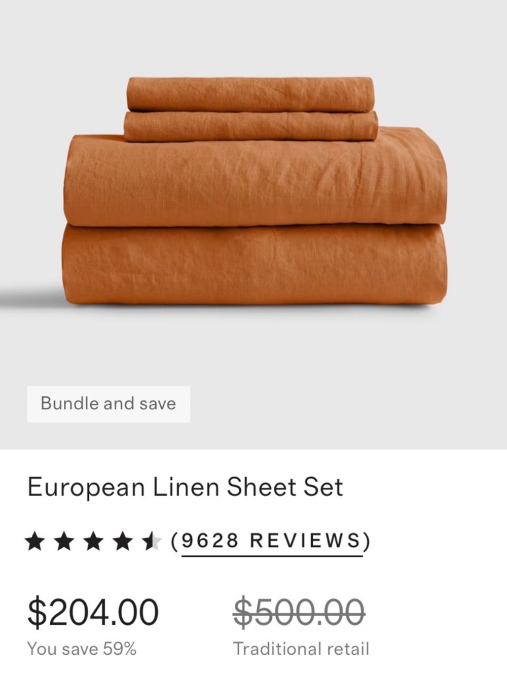NWOT QUINCE European Linen Sheet Set King Terracotta 4 Piece - Picture 3 of 5